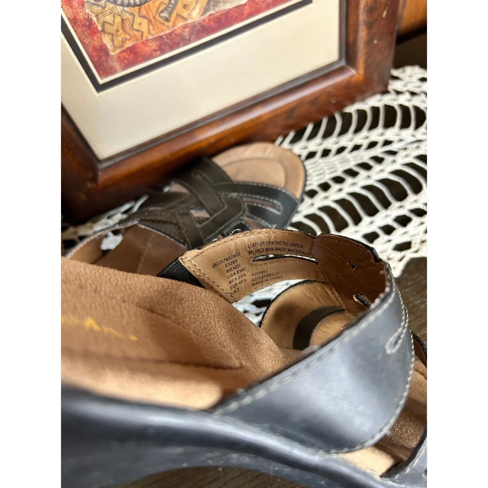 Vintage Thom McAn Black‎ Wedge Sandals – 90's Style